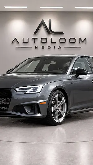 A sedan processed by AutoLoom, cropped to a vertical frame